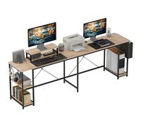 HOMCOM Bureau d'angle modulable réversible 168-240 cm style industriel - étagère réglable, sac de rangement, support d'écran