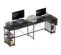HOMCOM Bureau d'angle modulable réversible 168-240 cm style industriel - étagère réglable, sac de rangement, support d'écran