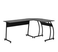 HOMCOM Bureau d'angle ordinateur table en forme de L grand plateau design moderne panneaux de particules et métal 112 5 x 152 x 74 cm noir
