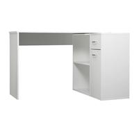 HOMCOM Bureau d'angle rotatif à 180°, bureau d'ordinateur, bibliothèque, tiroir, placard, poste de travail, 117x82x74cm, blanc
