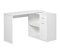 HOMCOM Bureau d'angle Rotatif à 180° Modulable 117x82x74 cm Blanc | Bibliothèque, Bureau d'ordinateur, Tiroir, Placard à Porte, Poste de Travail, pour Chambre, Maison