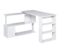 HOMCOM Bureau d'angle table de salle à manger avec rangement bureau informatique modulable bibliothèque intégrée + étagère 3 niveaux blanc