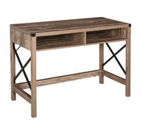 HOMCOM Bureau Design Industriel Grand Plateau 2 niches métal Noir Panneaux Particules Imitation Bois veinage Marron
