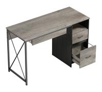 HOMCOM Bureau d'ordinateur, 120×50cm, bureau avec rangement, plateau clavier, compartiment ouvert et 2 tiroirs, gris