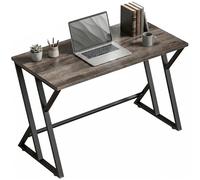 HOMCOM Bureau d'ordinateur 120 x 60 cm avec pied en métal en forme de Z, aspect bois, design industriel pour bureau, bureau, chambre à coucher, petits espaces, gris