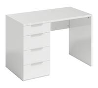 HOMCOM Bureau d'ordinateur à haute brillance avec 4 tiroirs, 110 x 60 cm, bureau avec rangement, style moderne, blanc