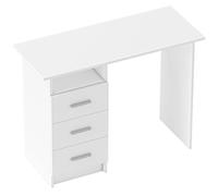 HOMCOM Bureau d'ordinateur avec 3 tiroirs et étagère ouverte, bureau informatique, style moderne, 100 x 40 x 75 cm, blanc
