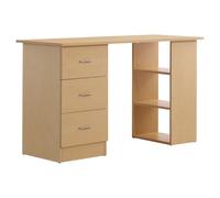 HOMCOM Bureau d'ordinateur 3 tiroirs 3 étagères – rangement réversible – panneaux particules naturel