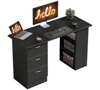 HOMCOM Bureau d'Ordinateur avec 3 Tiroirs Moderne 120x49x72cm Noir | 3 Étagères Ouvertes, Rangement Réversible, Table Informatique, Chambre, Petit Espace, Télétravail