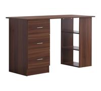 HomCom Bureau informatique – Table multi-fonctions 120x49x72 cm – 3 tiroirs 3 étagères – Noyer