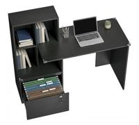 Bureau d'ordinateur - HOMCOM - bibliothèque 4 compartiments tiroir verrouillable - panneau de particules - 126x50x109cm - noir