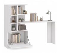 HOMCOM Bureau d'Ordinateur avec Bibliothèque 150x55x122cm Blanc | Bureau Informatique avec Placard et Étagères Ouvertes, Table Informatique Moderne pour Chambre, Salle d'Étude