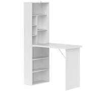 HOMCOM Bureau d'ordinateur pliable avec bibliothèque, poste de travail, tableau blanc et étagère réglable, 98x51x153cm, blanc