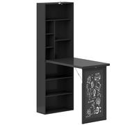 HOMCOM Bureau d'ordinateur pliable avec bibliothèque, poste de travail, tableau noir et étagère réglable, 98x51x153cm, noir