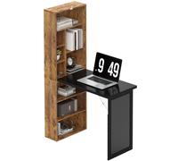 HOMCOM Bureau d'ordinateur pliable avec bibliothèque, poste de travail, tableau noir et étagère réglable, 98x51x153cm, marron