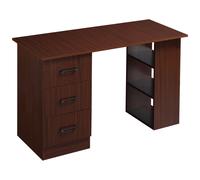 HOMCOM Bureau d'ordinateur réversible, table informatique avec 3 tiroirs et 3 étagères ouvertes, 120 x 49 x 72 cm, noyer
