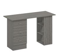 HOMCOM Bureau d'ordinateur réversible, table informatique avec 3 tiroirs et 3 étagères ouvertes, 120 x 49 x 72 cm, gris