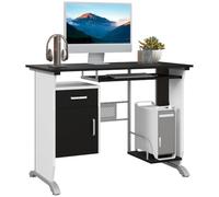 HOMCOM Bureau d'Ordinateur, Tablette Coulissante 100x52x75 cm Noir | Bureau pour Clavier, Tiroirs, Support d'Unité Centrale, Table Informatique pour Étudier