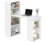 HOMCOM Bureau Informatique 120L x 55l x 120H cm bibliothèque adjacente Multi-rangements Blanc