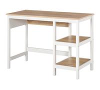 HOMCOM Bureau Informatique Bureau multimédia dim. 110L x 48l x 76H cm 2 étagères latérales MDF E1 chêne Clair Blanc
