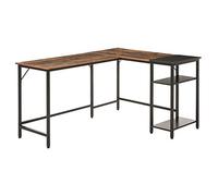HOMCOM Bureau Informatique Design Industriel Bureau d'angle 2 tablettes Support CPU imprimante Aspect Vieux Bois métal Noir