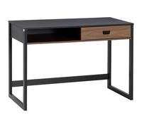 HOMCOM Bureau informatique design industriel grand plateau avec tiroir étagère en bois 110 x 50 x 76 cm noyer et noir Aosom France