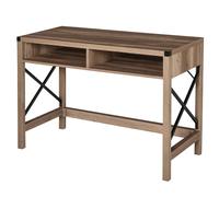 HOMCOM Bureau informatique en bois table de travail ordinateur grand plateau 2 compartiments intégrés industrie 110 x 48 x 76,5 cm chêne et noir