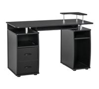 HOMCOM Bureau Informatique Étagères et Tiroir - 120 x 50 x 85 cm Noir