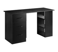 HOMCOM Bureau Informatique Meuble de Bureau 3 tiroirs coulissants + 3 étagères Grand Plateau 120L x 49l x 72H cm MDF Noir