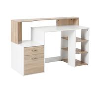 HOMCOM - meuble pour ordinateur - MDF et rail en métal - 137x55x92cm - Beige