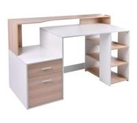 HOMCOM - meuble pour ordinateur - MDF et rail en métal - 137x55x92cm - Beige