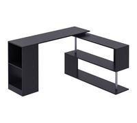 Homcom Bureau informatique multimédia modulable design contemporain zig zag bibliothèque intégrée panneaux particules noir métal aosom france