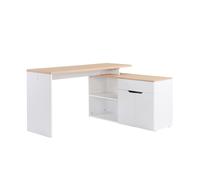 HOMCOM Bureau informatique multimédia modulable multi-rangements double niche + tiroir et placard en bois
