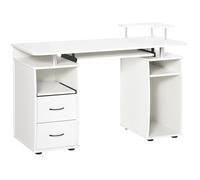 HOMCOM Bureau informatique multimédia multi-rangements 120L x 55l x 85H cm en bois blanc