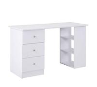 Homcom Bureau Informatique Table Informatique Meuble de Bureau pour Ordinateur 3 Tiroirs 2 Etagères MDF 120 x 49 x 72 cm Blanc aosom france
