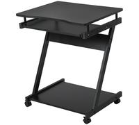 HOMCOM Bureau Informatique Noir Compact avec Étagère et Clavier Coulissant Aosom France