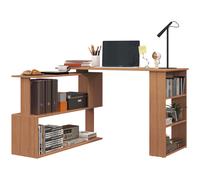 HOMCOM Bureau Informatique PC d'Angle avec Design en L Pivotant à 5 Étagères pour Maison et Bureau, Table de Salle à Manger en Bois, 120x110x74.5 cm