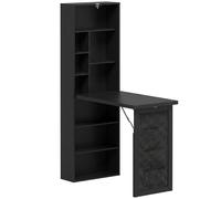 HOMCOM Bureau Informatique Pliable avec Pochette Suspendue, Compartiments Ouverts et Étagère Réglable, Noir