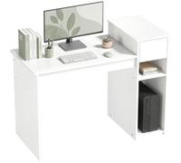 HOMCOM Bureau Informatique Rangement, Tiroir, Étagère 108x50x82 cm Blanc | Bureau d'Ordinateur avec Support d'Unité Centrale, Style Moderne, Table d'Étude pour Chambre, Studio