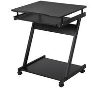 HOMCOM Bureau Informatique Noir Compact avec Étagère et Clavier Coulissant Aosom France