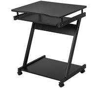 HOMCOM Bureau Informatique Noir Compact avec Étagère et Clavier Coulissant Aosom France