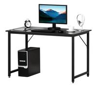 HOMCOM Bureau informatique style industriel grand plateau dim. 120L x 60l x 73H cm métal noir MDF aspect wengé brun foncé
