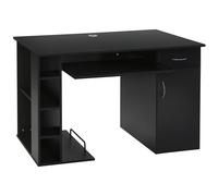 HOMCOM Bureau informatique – Table d'ordinateur multimédia 120 x 60 x 74 cm MDF, étagère tiroir Noir