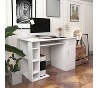 HOMCOM Bureau informatique table d'ordinateur multimédia multi-rangements avec étagère tiroir tablette clavier MDF 120 x 60 x 74 cm blanc Description:Ce bureau informatique HOMCOM sublimera votre inté