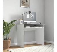 HOMCOM Bureau informatique table d'ordinateur sobre épuré compact avec 1 étagère, panneaux de particules, dim. 90l x 50P x 74H cm, blanc laqué Description:Ce bureau HOMCOM de 90 cm, compact et idéal p