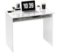 Bureau informatique - HOMCOM - sobre épuré compact avec 1 étagère - panneaux de particules - dim. 90l x 50P x 74H cm - blanc laqué