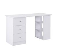 Homcom Bureau Informatique Table Informatique Meuble de Bureau pour Ordinateur 3 Tiroirs 2 Etagères MDF 120 x 49 x 72 cm Blanc aosom france