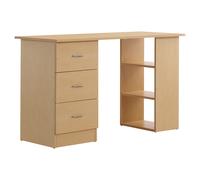 HOMCOM Bureau d'ordinateur 3 tiroirs 3 étagères – rangement réversible – panneaux particules naturel