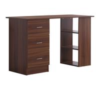 HomCom Bureau informatique – Table multi-fonctions 120x49x72 cm – 3 tiroirs 3 étagères – Noyer