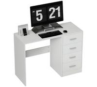 Homcom Bureau laqué à 4 tiroirs - Blanc